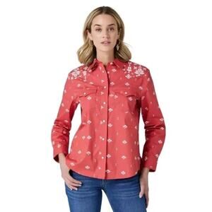 Wrangler Retro Bandana Western Snap Shirt Rust Americana M